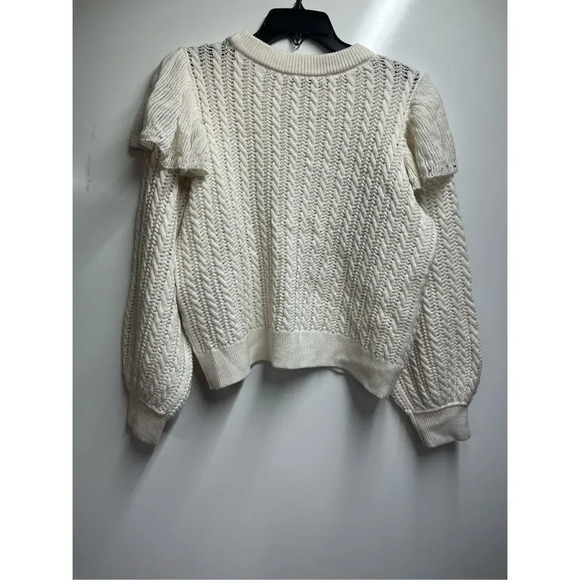 Alice & Olivia NWT Rosi Embellished Ruffle Cable-Knit Sweater size medium - Picture 9 of 10